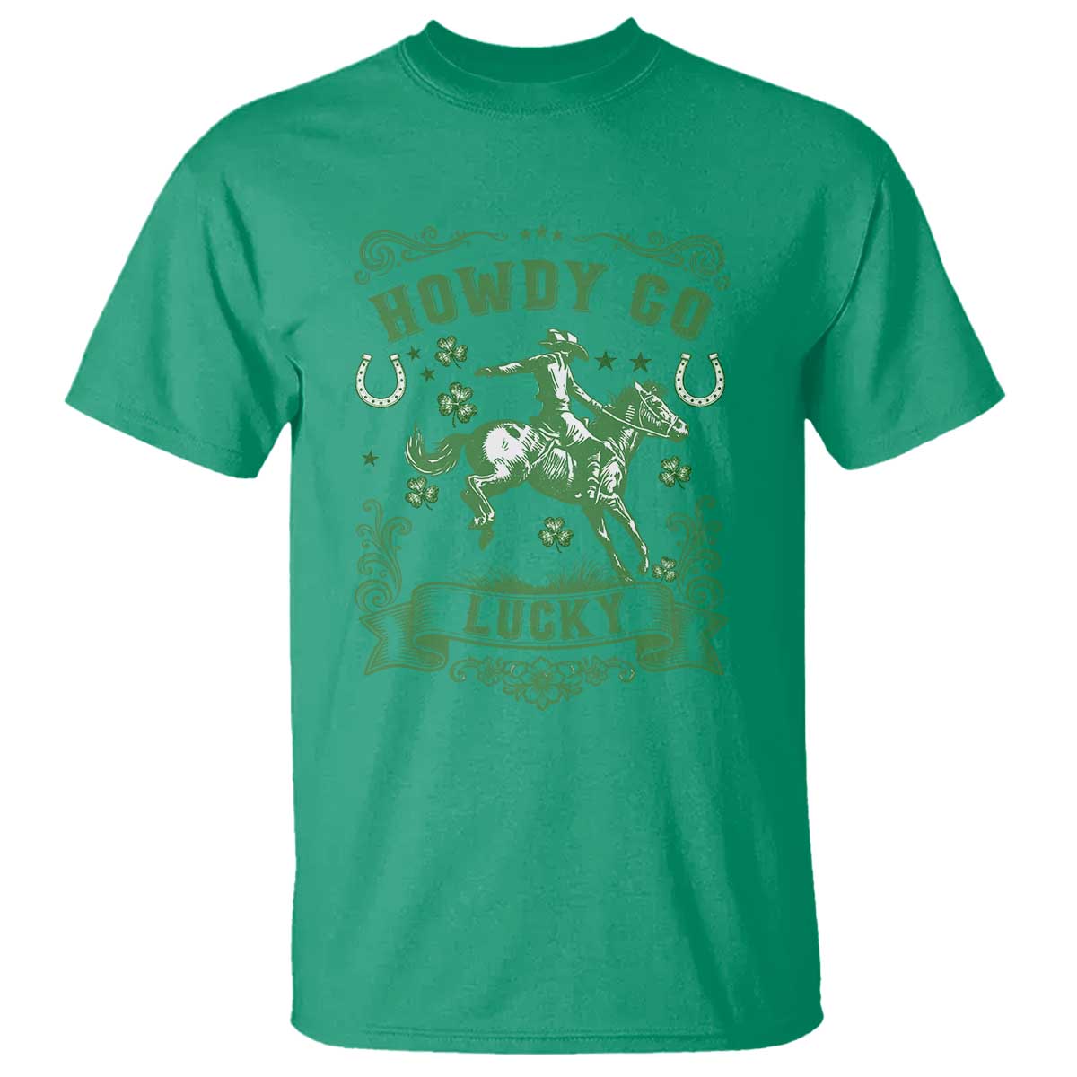 Cowboy St Patrick's Day T Shirt Howdy Go Lucky