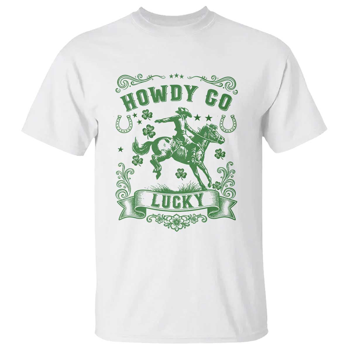Cowboy St Patrick's Day T Shirt Howdy Go Lucky
