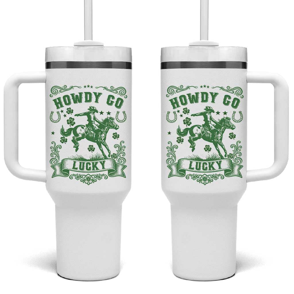 Cowboy St Patrick's Day Tumbler With Handle Howdy Go Lucky