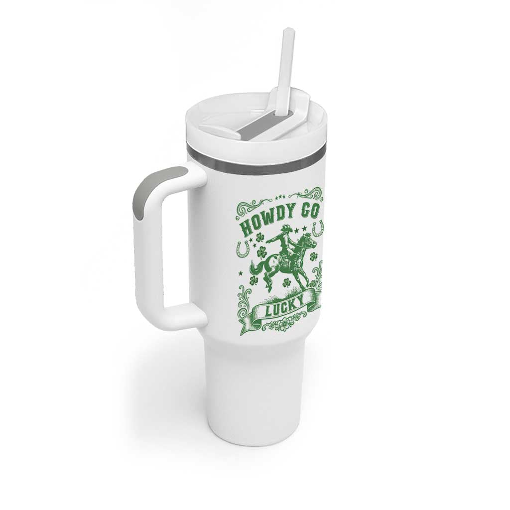 Cowboy St Patrick's Day Tumbler With Handle Howdy Go Lucky