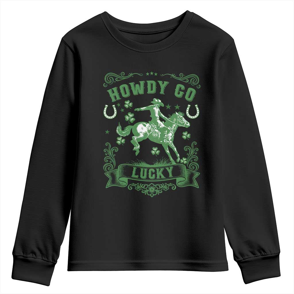 Cowboy St Patrick's Day Youth Sweatshirt Howdy Go Lucky
