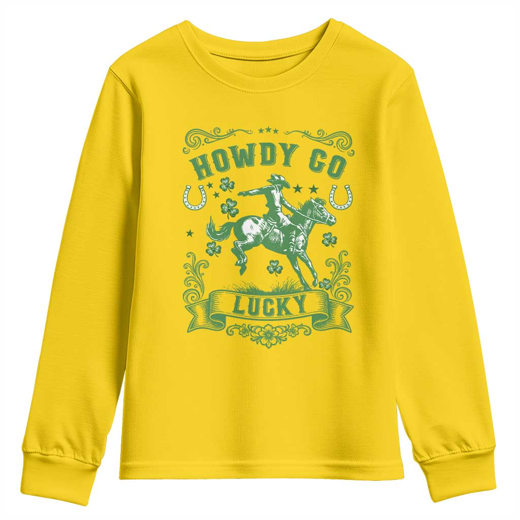 Cowboy St Patrick's Day Youth Sweatshirt Howdy Go Lucky