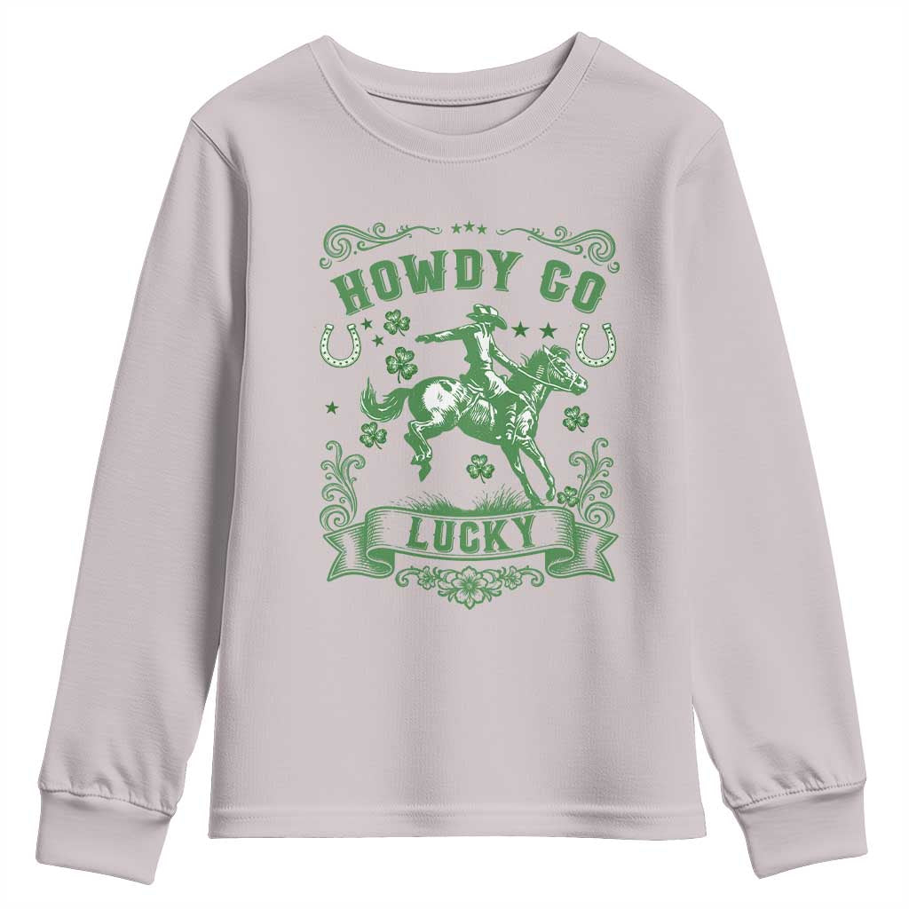 Cowboy St Patrick's Day Youth Sweatshirt Howdy Go Lucky