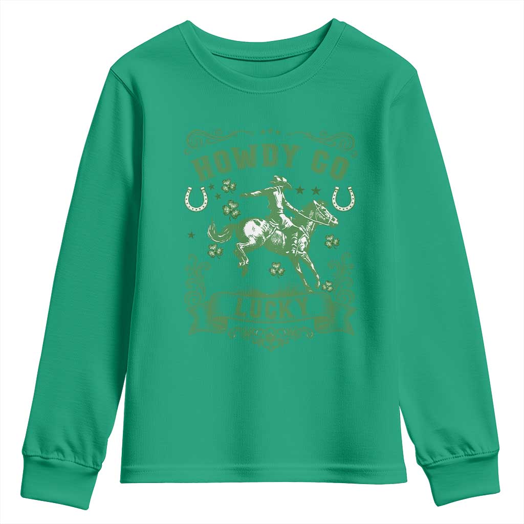 Cowboy St Patrick's Day Youth Sweatshirt Howdy Go Lucky