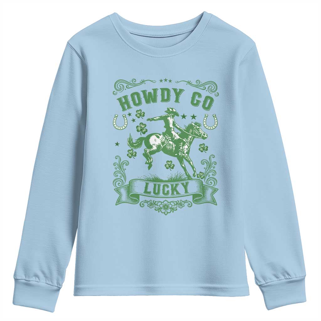 Cowboy St Patrick's Day Youth Sweatshirt Howdy Go Lucky