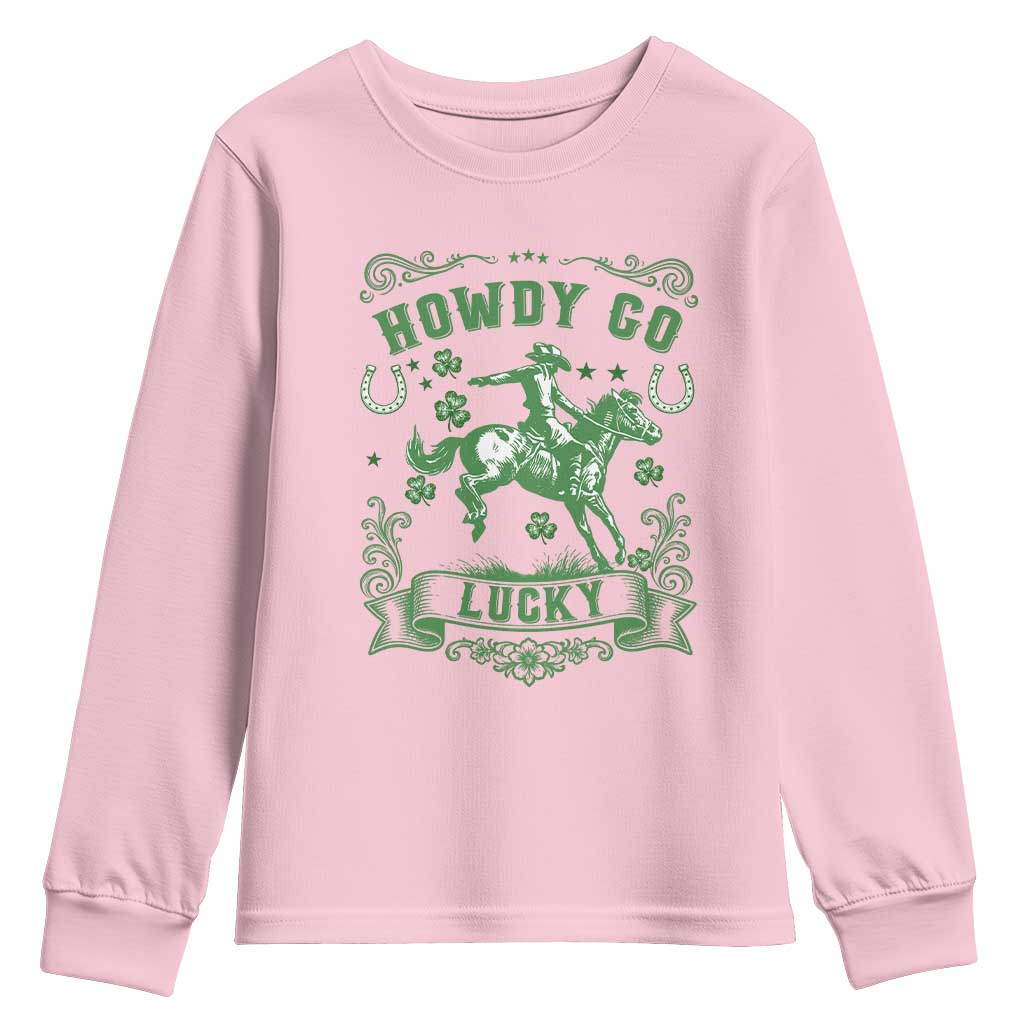 Cowboy St Patrick's Day Youth Sweatshirt Howdy Go Lucky