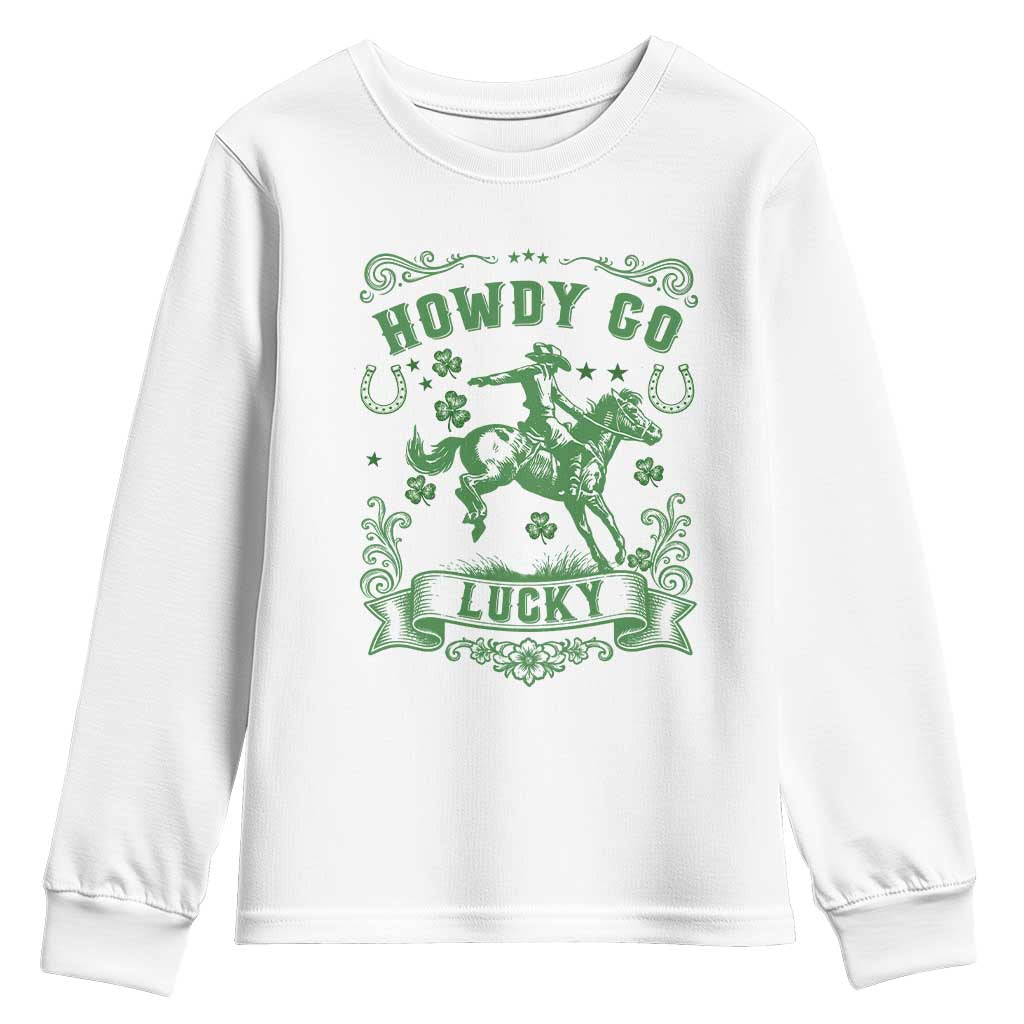 Cowboy St Patrick's Day Youth Sweatshirt Howdy Go Lucky