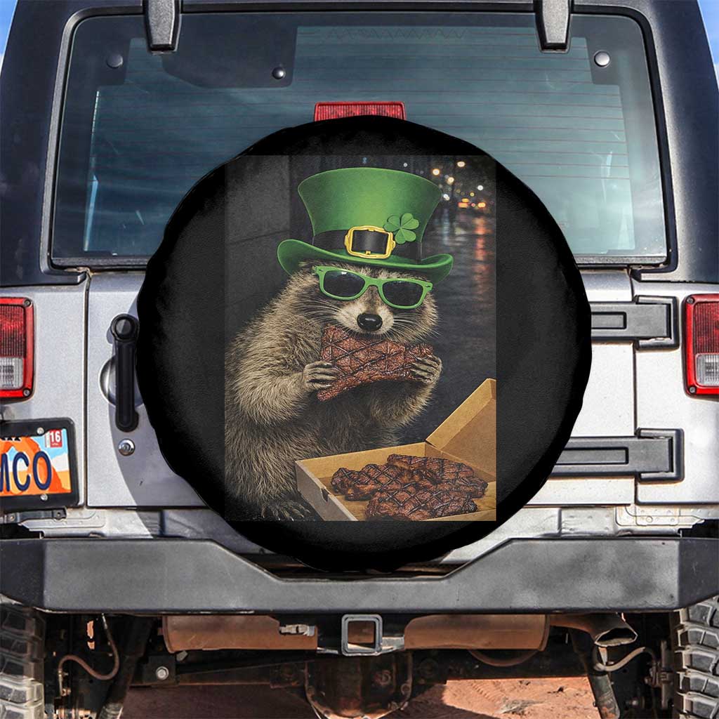 Funny Raccoon St Patrick's Day Spare Tire Cover Raccoon Eating Corned Beef Meme