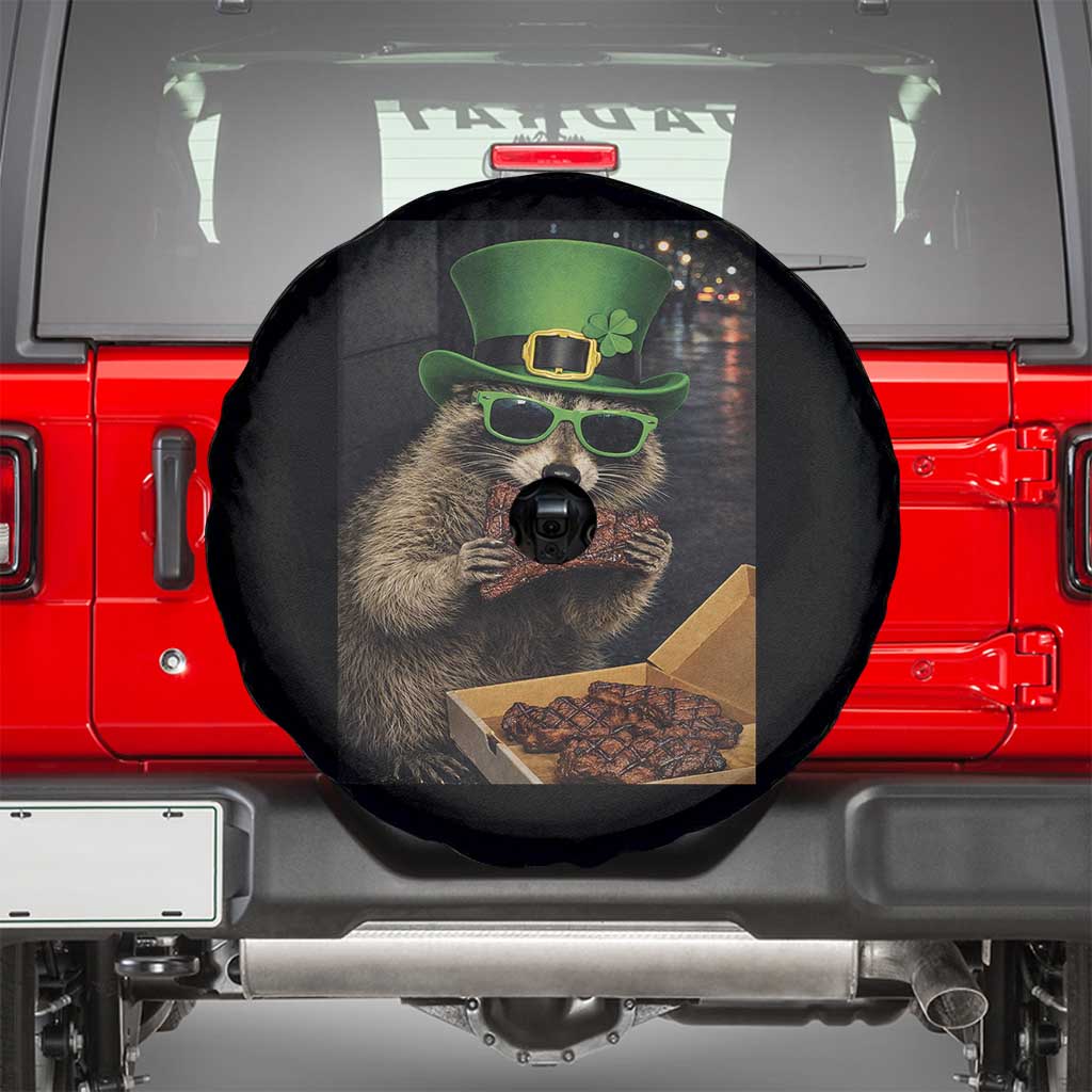 Funny Raccoon St Patrick's Day Spare Tire Cover Raccoon Eating Corned Beef Meme
