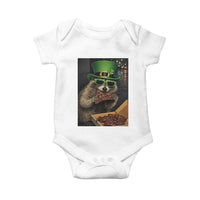 Funny Raccoon St Patrick's Day Baby Onesie Raccoon Eating Corned Beef Meme