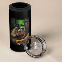 Funny Raccoon St Patrick's Day 4 in 1 Can Cooler Tumbler Raccoon Eating Corned Beef Meme