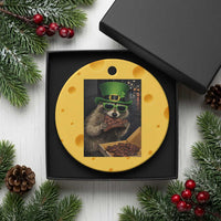 Funny Raccoon St Patrick's Day Ceramic Ornament Raccoon Eating Corned Beef Meme