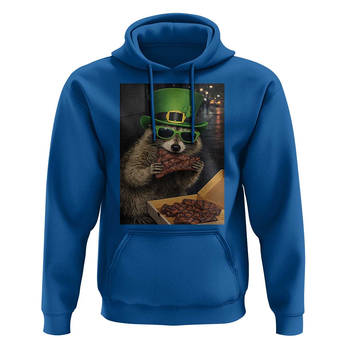 Funny Raccoon St Patrick's Day Hoodie Raccoon Eating Corned Beef Meme
