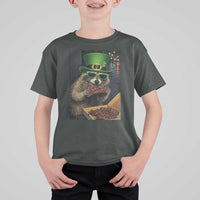 Funny Raccoon St Patrick's Day T Shirt For Kid Raccoon Eating Corned Beef Meme