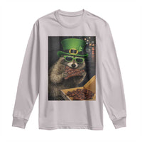 Funny Raccoon St Patrick's Day Long Sleeve Shirt Raccoon Eating Corned Beef Meme
