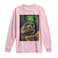 Funny Raccoon St Patrick's Day Long Sleeve Shirt Raccoon Eating Corned Beef Meme