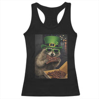 Funny Raccoon St Patrick's Day Racerback Tank Top Raccoon Eating Corned Beef Meme