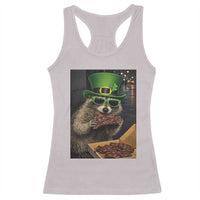 Funny Raccoon St Patrick's Day Racerback Tank Top Raccoon Eating Corned Beef Meme