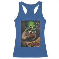 Funny Raccoon St Patrick's Day Racerback Tank Top Raccoon Eating Corned Beef Meme