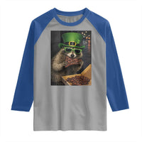 Funny Raccoon St Patrick's Day Raglan Shirt Raccoon Eating Corned Beef Meme
