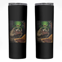 Funny Raccoon St Patrick's Day Skinny Tumbler Raccoon Eating Corned Beef Meme