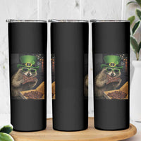 Funny Raccoon St Patrick's Day Skinny Tumbler Raccoon Eating Corned Beef Meme