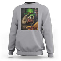 Funny Raccoon St Patrick's Day Sweatshirt Raccoon Eating Corned Beef Meme
