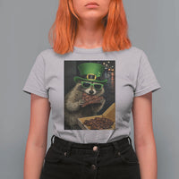 Funny Raccoon St Patrick's Day T Shirt For Women Raccoon Eating Corned Beef Meme