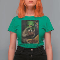 Funny Raccoon St Patrick's Day T Shirt For Women Raccoon Eating Corned Beef Meme