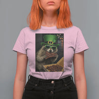 Funny Raccoon St Patrick's Day T Shirt For Women Raccoon Eating Corned Beef Meme