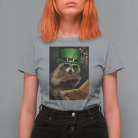 Funny Raccoon St Patrick's Day T Shirt For Women Raccoon Eating Corned Beef Meme