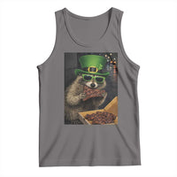 Funny Raccoon St Patrick's Day Tank Top Raccoon Eating Corned Beef Meme