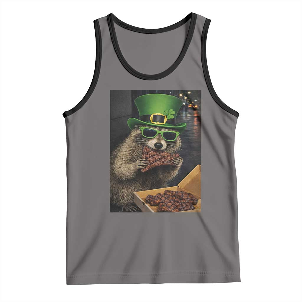 Funny Raccoon St Patrick's Day Tank Top Raccoon Eating Corned Beef Meme