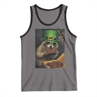 Funny Raccoon St Patrick's Day Tank Top Raccoon Eating Corned Beef Meme