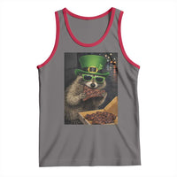 Funny Raccoon St Patrick's Day Tank Top Raccoon Eating Corned Beef Meme