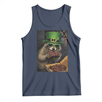 Funny Raccoon St Patrick's Day Tank Top Raccoon Eating Corned Beef Meme