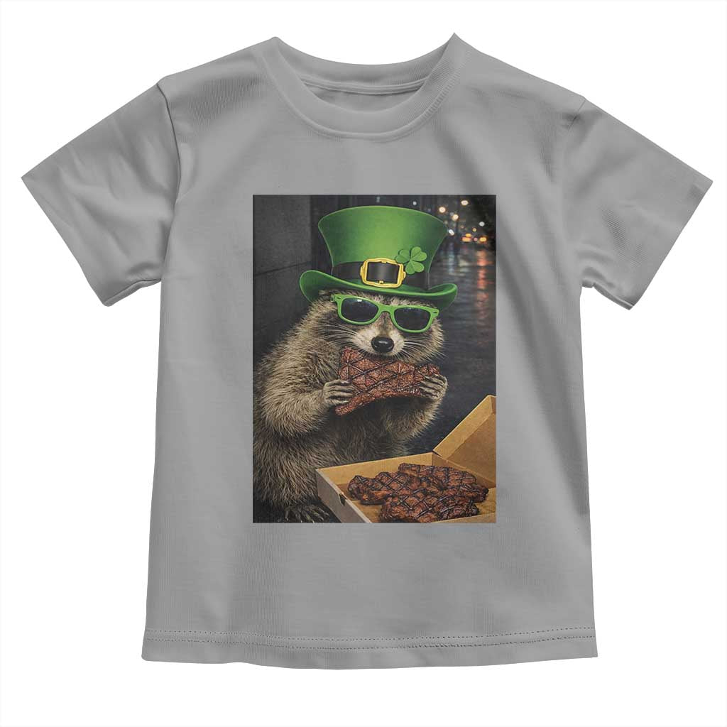 Funny Raccoon St Patrick's Day Toddler T Shirt Raccoon Eating Corned Beef Meme