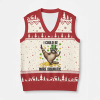 Funny Raccoon St Patrick's Day V-Neck Knit Sweater Vest I Could Be More Dramatic
