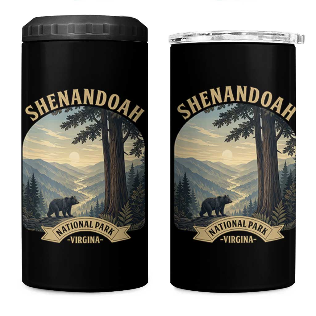 Shenandoah National Park 4 in 1 Can Cooler Tumbler Vintage Virginia Nature Mountain Bear