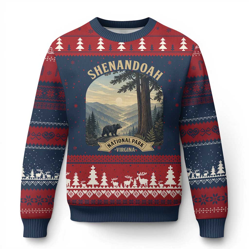 Shenandoah National Park Ugly Christmas Sweater Vintage Virginia Nature Mountain Bear