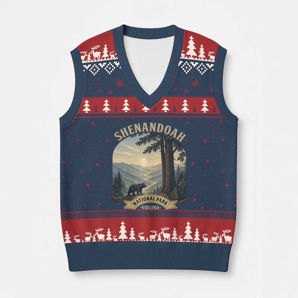 Shenandoah National Park V-Neck Knit Sweater Vest Vintage Virginia Nature Mountain Bear