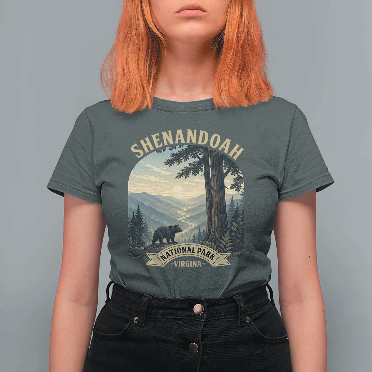 Shenandoah National Park T Shirt For Women Vintage Virginia Nature Mountain Bear