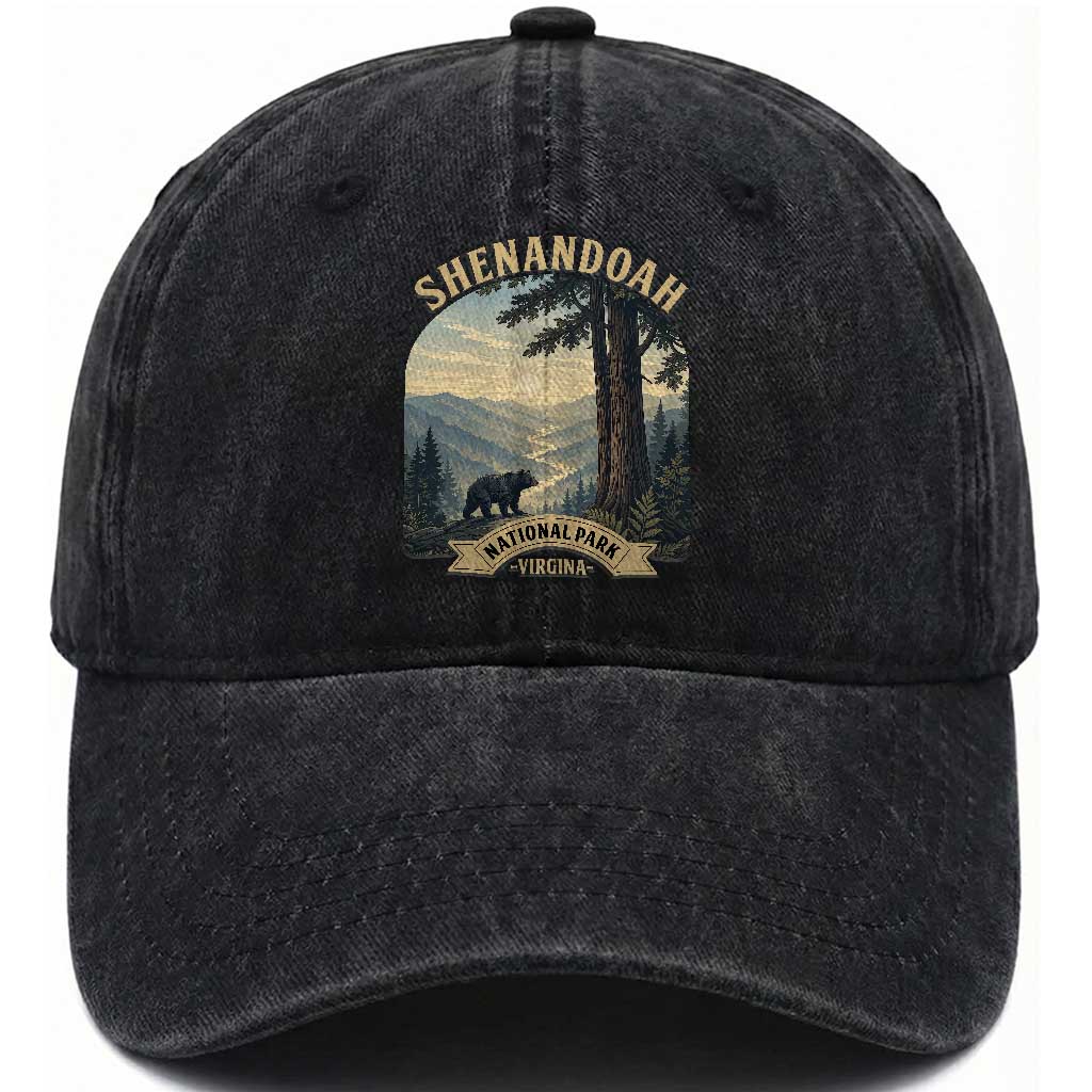 Shenandoah National Park Washed Cotton Baseball Cap Vintage Virginia Nature Mountain Bear