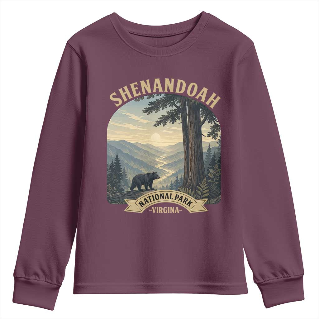 Shenandoah National Park Youth Sweatshirt Vintage Virginia Nature Mountain Bear