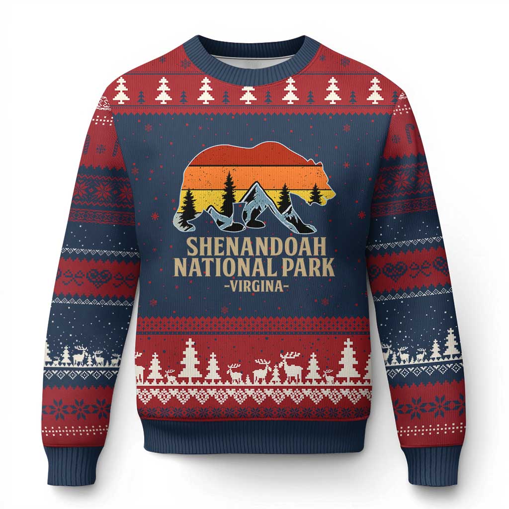Shenandoah National Park Ugly Christmas Sweater Vintage Virginia Mountains Bear