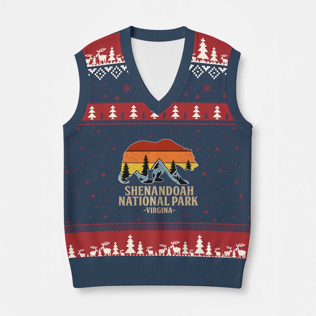 Shenandoah National Park V-Neck Knit Sweater Vest Vintage Virginia Mountains Bear