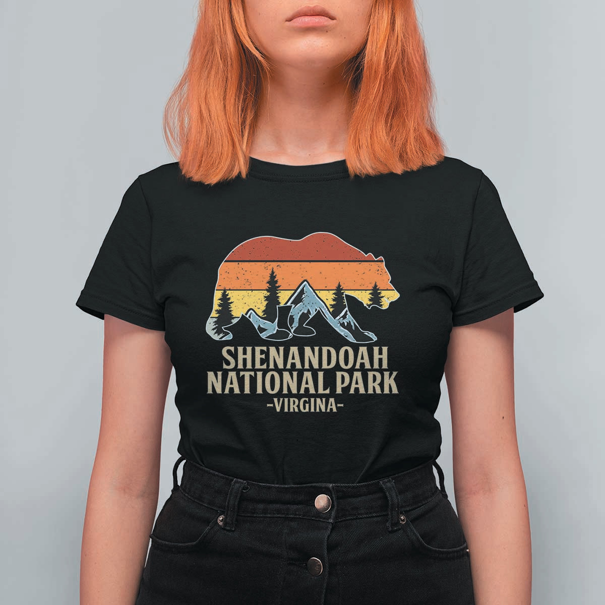 Shenandoah National Park T Shirt For Women Vintage Virginia Mountains Bear