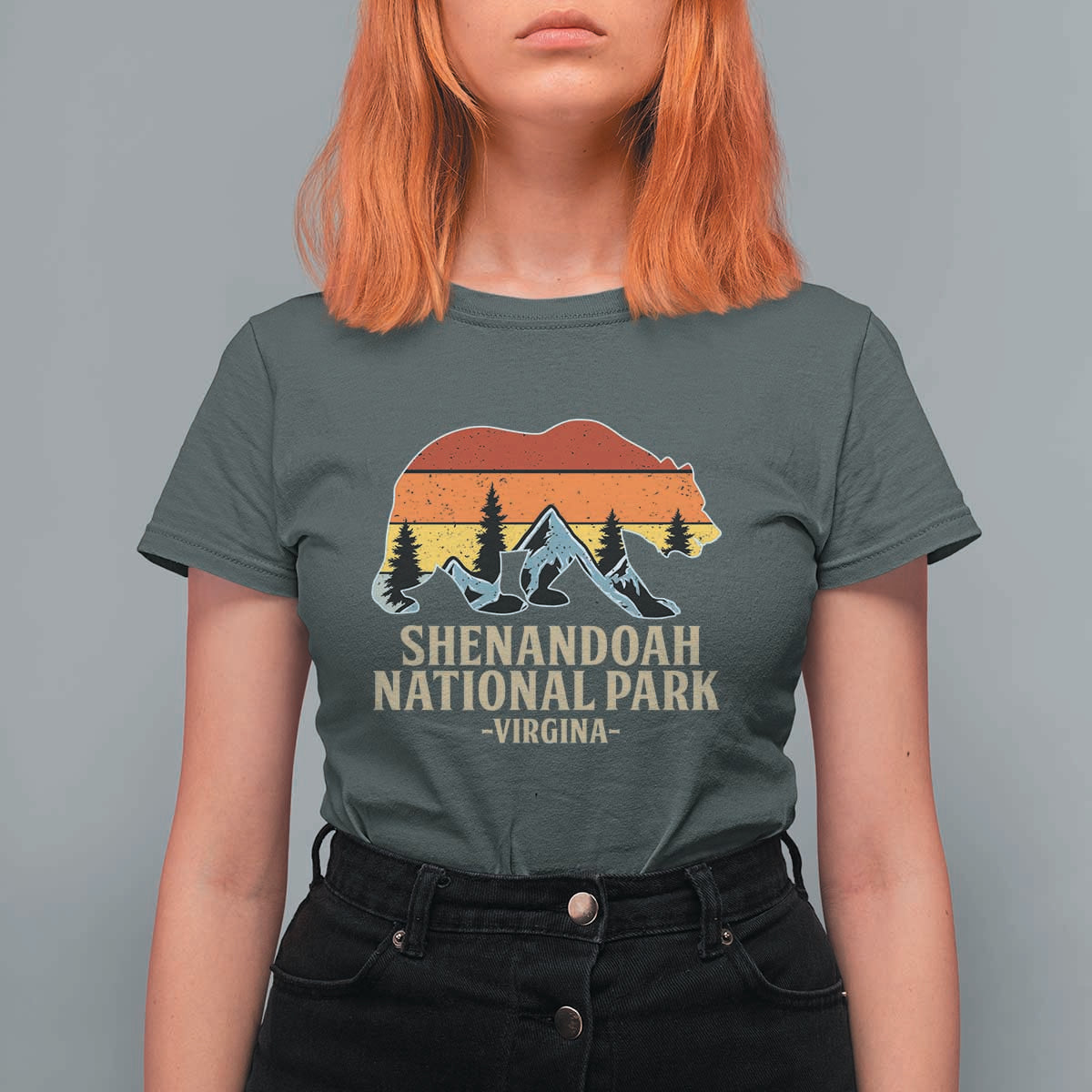 Shenandoah National Park T Shirt For Women Vintage Virginia Mountains Bear