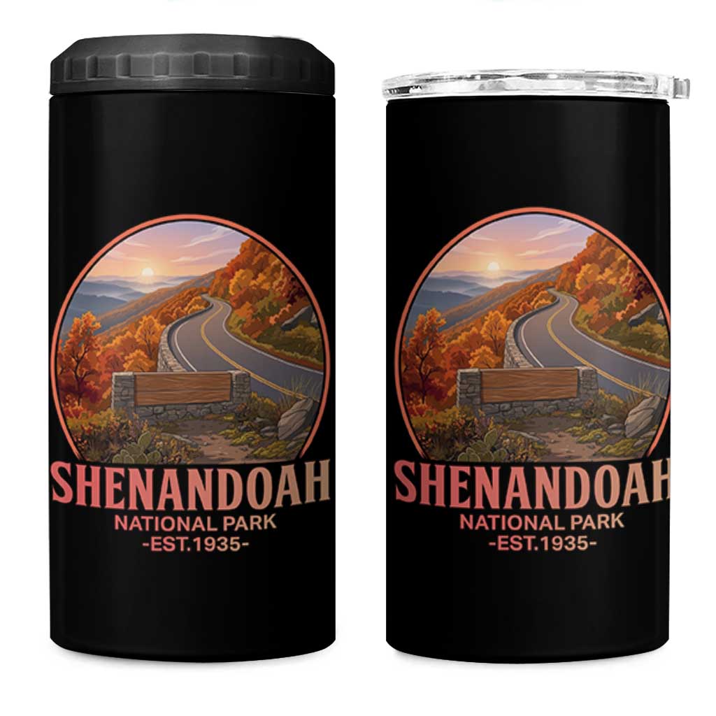 Shenandoah National Park 4 in 1 Can Cooler Tumbler Vintage Virginia Mountain Landscape