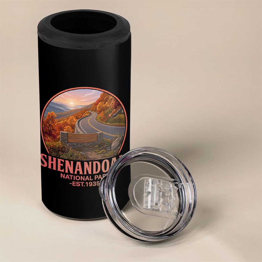 Shenandoah National Park 4 in 1 Can Cooler Tumbler Vintage Virginia Mountain Landscape
